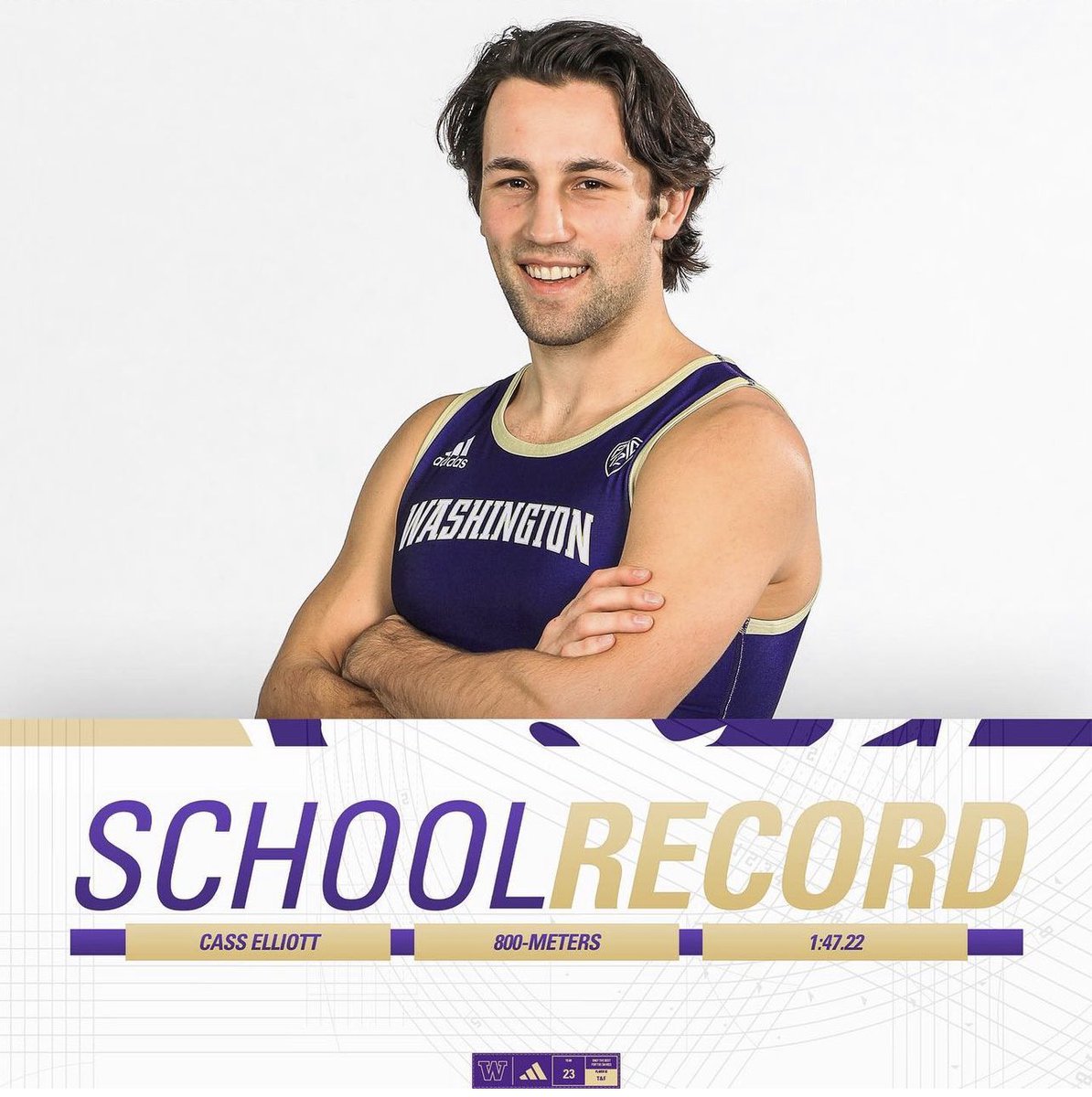 WSHSAthletics1's tweet photo. Congratulations WSHS Alumni Cass Elliott on breaking the University of Washington Indoor 800m School Record! #WestSeattle #BleedBlue #collegiatewildcats @westseattleblog @WSSportsBlog https://t.co/4ehXZYS1Po