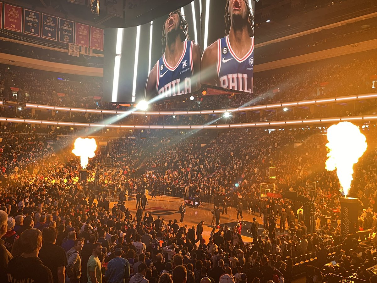 PhillyPhanPearl's tweet photo. What a game! Atmosphere electric. Joel MVP! @sixers #PhillyWeekend https://t.co/KXXqpI210N