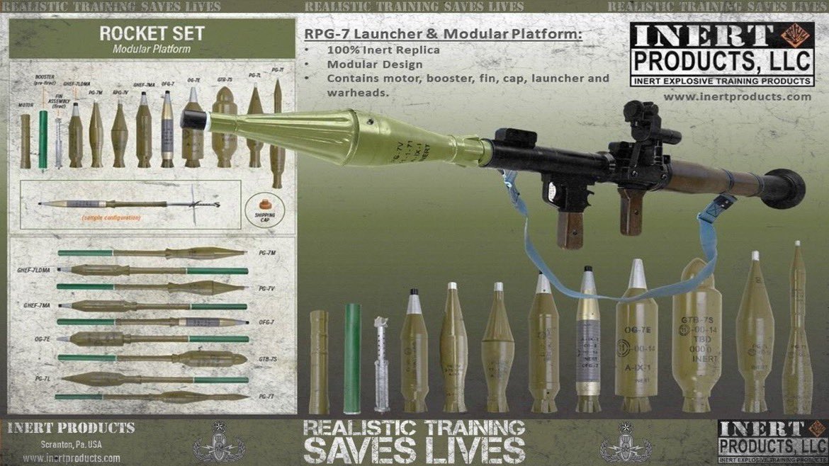 InertProducts's tweet photo. RPG - 7 Launcher & Modular Platform Training Kit
Realistic Training Saves Lives.
See our entire product line at https://t.co/gM5Kj09vI4
#RPG #RPG7 #RPG7M #Eod #uxo #russian #ordnance #russianordnance #RealisticTrainingSavesLives #RocketSet #ukraineconflict https://t.co/YTet6rDQbu