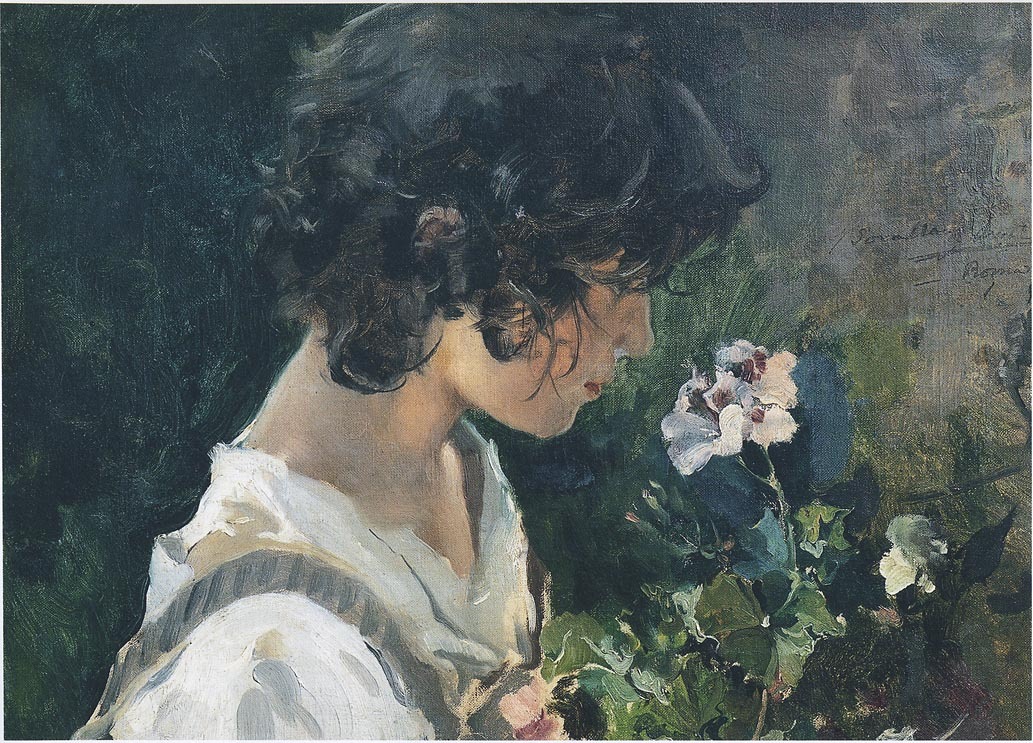 Italian Girl with Flowers, 1886 #impressionism #joaquinsorolla wikiart.org/en/joaqu-n-sor…