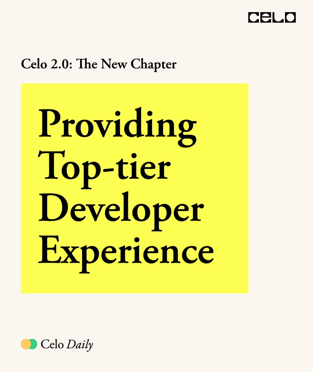 [Celo 2.0 Deep Dive] <a href="/CeloOrg/">Celo</a> and <a href="/cLabs/">cLabs</a> plan to provide seamless developer experience by recommending tools, providing documentation, tutorials &amp; glue code. Navigating end-to-end journey of Web3 development, addressing issue of EVM chains being overrun with options. $CELO