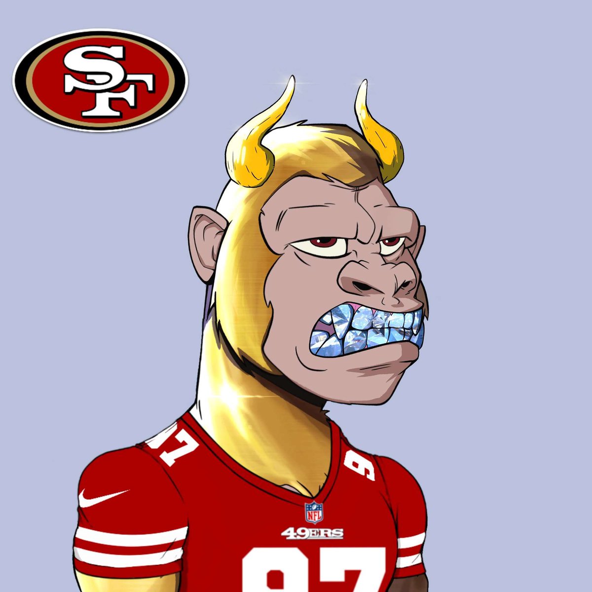 The100ClubRKL's tweet photo. GM @RumbleKongs 
Are You a @NFL fan?
Wether You support @Bengals @49ers @Chiefs or @Eagles this Sunday, our wardrobe has some awesome additions ❗️
Dress up Your Kong with the team that you think will win it all, only in our Discord❗️
Change PFPs and comment Your team below ⬇️ https://t.co/963Kzo5zvo