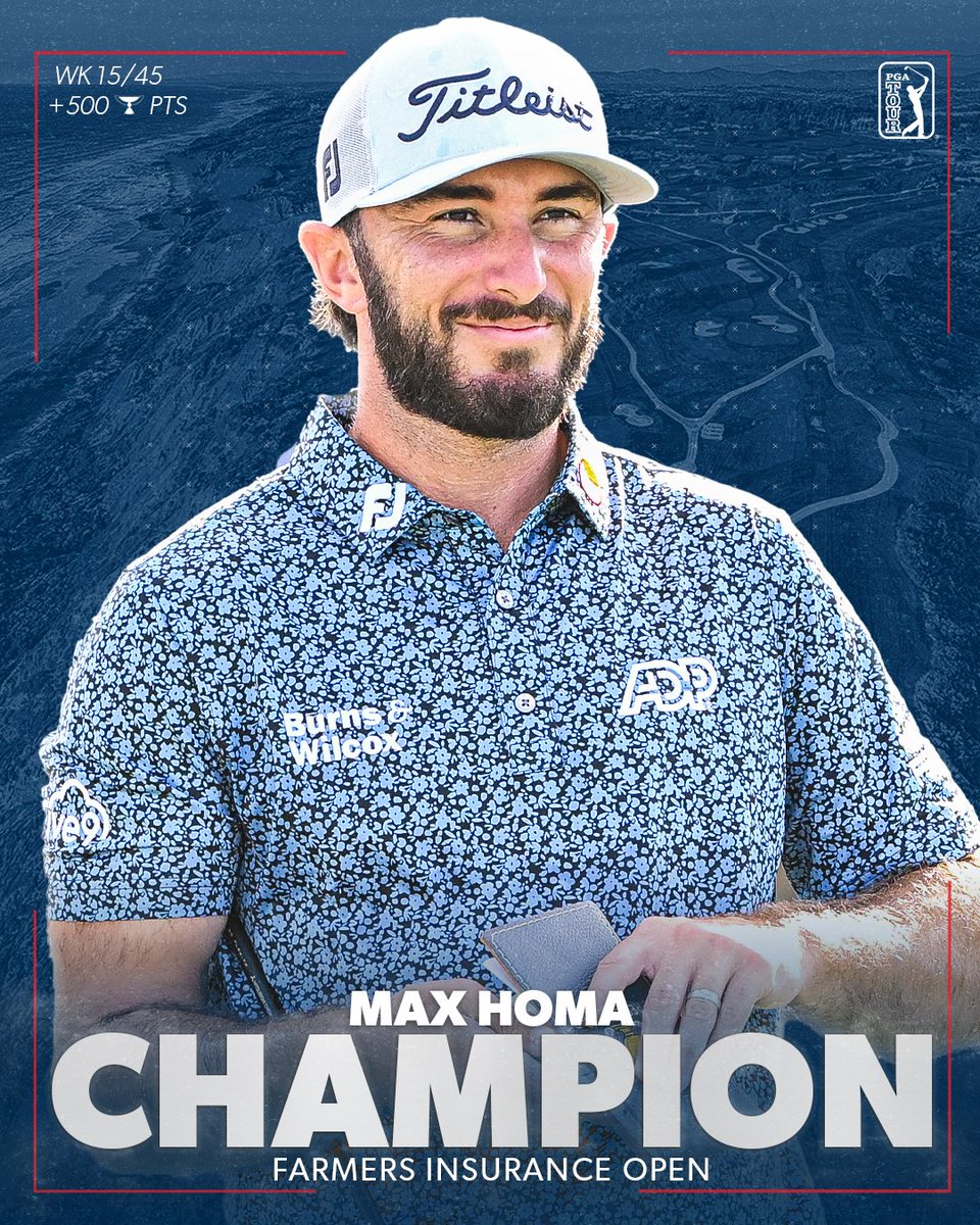 PGA TOUR (@pgatour) on Twitter photo Home sweet Homa ๐
@MaxHoma23 wins <a href="/FarmersInsOpen/">Farmers Ins Open</a> for his sixth TOUR title.
Four of those wins have come in his home state of California. Home sweet Homa ๐
@MaxHoma23 wins <a href="/FarmersInsOpen/">Farmers Ins Open</a> for his sixth TOUR title.
Four of those wins have come in his home state of California.
