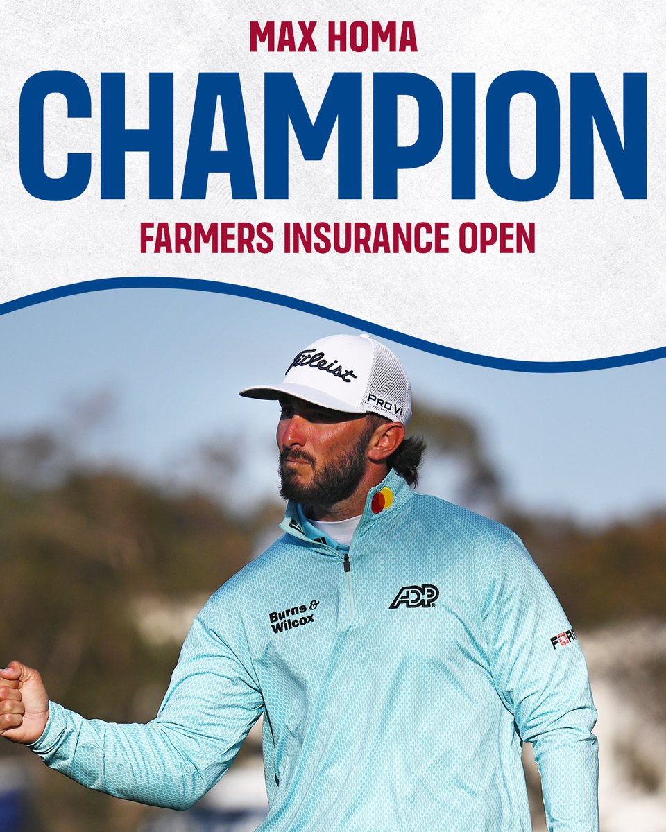 GolfChannel's tweet photo. Max Homa rallies from five shots back to win the 2023 @FarmersInsOpen for his second @PGATOUR victory of the season! 🏆 https://t.co/oID4MGUNaT