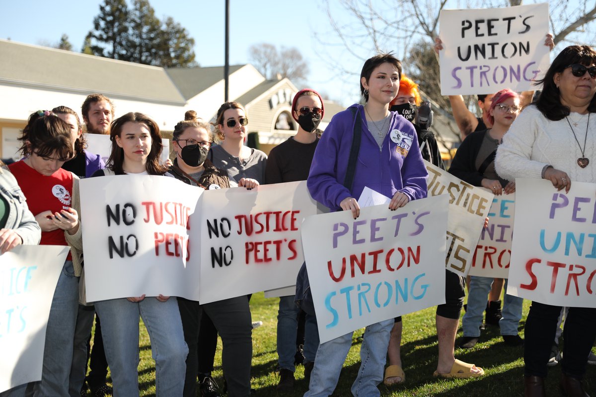 The newly-won union chapter will next survey its members to understand their needs and elect a team of representatives to negotiate a contract with Peet’s Coffee management. #SEIU1021 #PeetsUnited