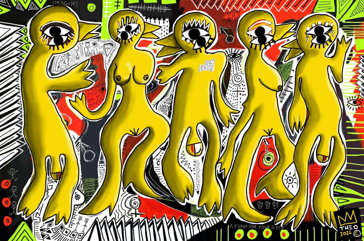 A few pieces I have sold so far...🔥🙌🏿♥️

'Masters of Ecstasy'
'Les Demoiselles Masquées'
'The Weeping Eye'
'A Feast for your Eyes'

Floor price 0.016eth
linktr.ee/theoworld

#NFT #NFTsales #cryptoart #NFTCommunity