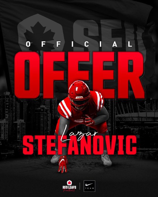 Lazar Stefanovic (@lafeics) on Twitter photo I am beyond grateful to announce that I have received a scholarship Offer from Simon Fraser University🍁🙏  <a href="/SFUFootball/">SFU Football</a> <a href="/HyackFootball/">NWSS Hyack Football</a> <a href="/CoachJErdman/">Jerome Erdman</a> <a href="/CoachRigell/">Mike J.Rigell</a> <a href="/darnellsikorski/">Darnell Sikorski</a> I am beyond grateful to announce that I have received a scholarship Offer from Simon Fraser University🍁🙏  <a href="/SFUFootball/">SFU Football</a> <a href="/HyackFootball/">NWSS Hyack Football</a> <a href="/CoachJErdman/">Jerome Erdman</a> <a href="/CoachRigell/">Mike J.Rigell</a> <a href="/darnellsikorski/">Darnell Sikorski</a>