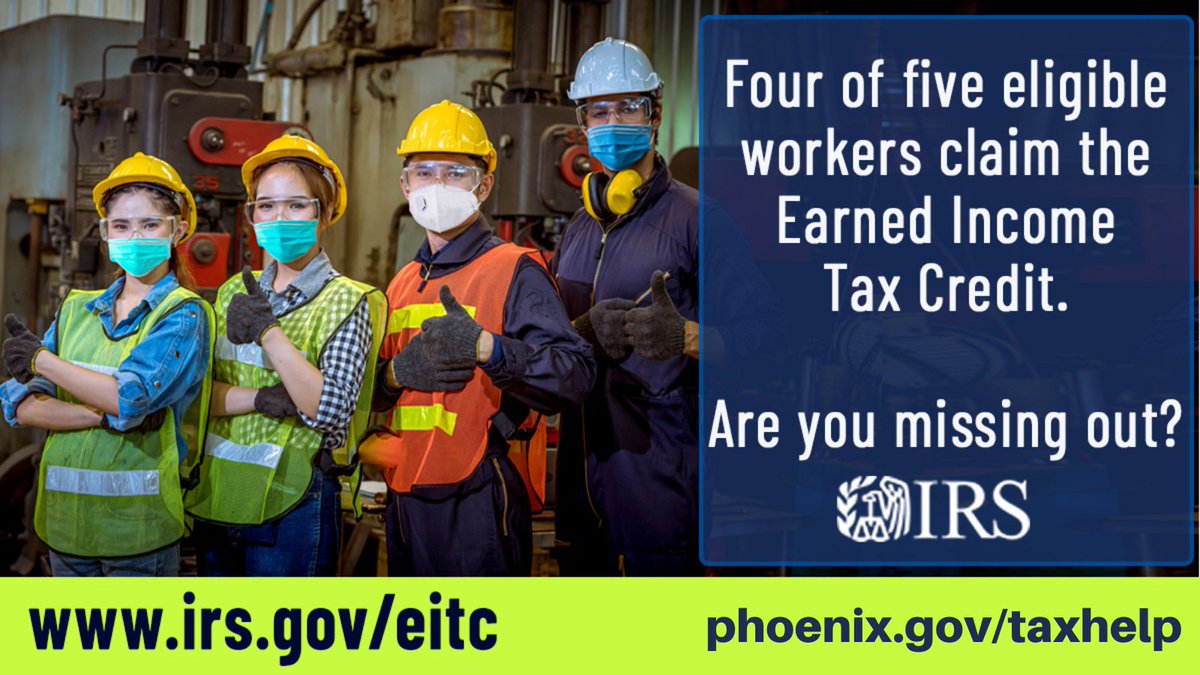 CityofPhoenixAZ's tweet photo. There may be extra 💲💲 waiting for you this tax season!!
You earned it. Now file, claim & get it! See if you qualify for #EITC & other #tax_credits: https://t.co/0rayruVm5K
DYK you can file your taxes for FREE with #PHX?? 💵 💸 Learn more: https://t.co/zzxdU3M7pF
#EITCAware https://t.co/Zr2vsmFVsZ