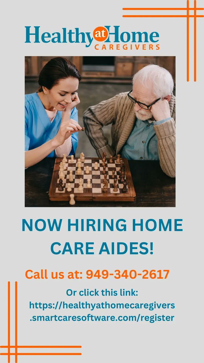 HealthyAtHome_'s tweet photo. HEALTHY AT HOME CAREGIVERS

is HIRING

HOME CARE AIDES!

👴 ❤️👼 ❤️👵👴 ❤️👼 ❤️👵 👴 ❤️👼 ❤️👵 

#eldercare #seniorcare #seniorliving #HIRINGNOW #caregivers

CALL US: 949-340-2617

To apply, click the link: https://t.co/n3pDRoM0Xm https://t.co/SY92GhFd8k
