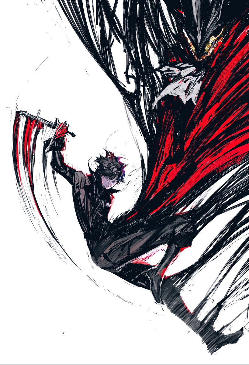 1boy holding holding sword holding weapon male focus red eyes solo  illustration images