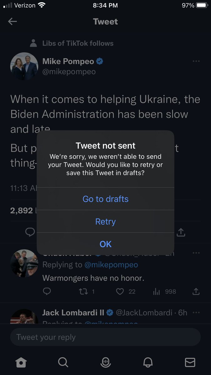 miss_wolf's tweet image. #tweetnotsent @elonmusk keep getting this error message when I go to Tweet a comment. But if I got into the post and comment it’s fine.