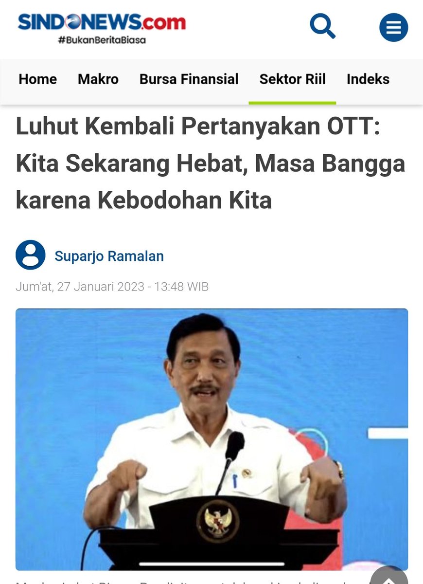indowfofficial's tweet photo. LUHUT KEMBALI PERTANYAKAN OTT : KITA SEKARANG HEBAT,MASA BANGGA KARENA KEBODOHAN KITA!

Link : https://t.co/ztHggXX7K8

Selengkapnya diutas :

Mimin : KITA SEKARANG HEBAT,MASA BANGGA KALAU KORUPTOR GAK DI OTT?
MASA BANGGA KALAU KORUPTOR DIBIARKAN? https://t.co/1qsh8SVP7R
