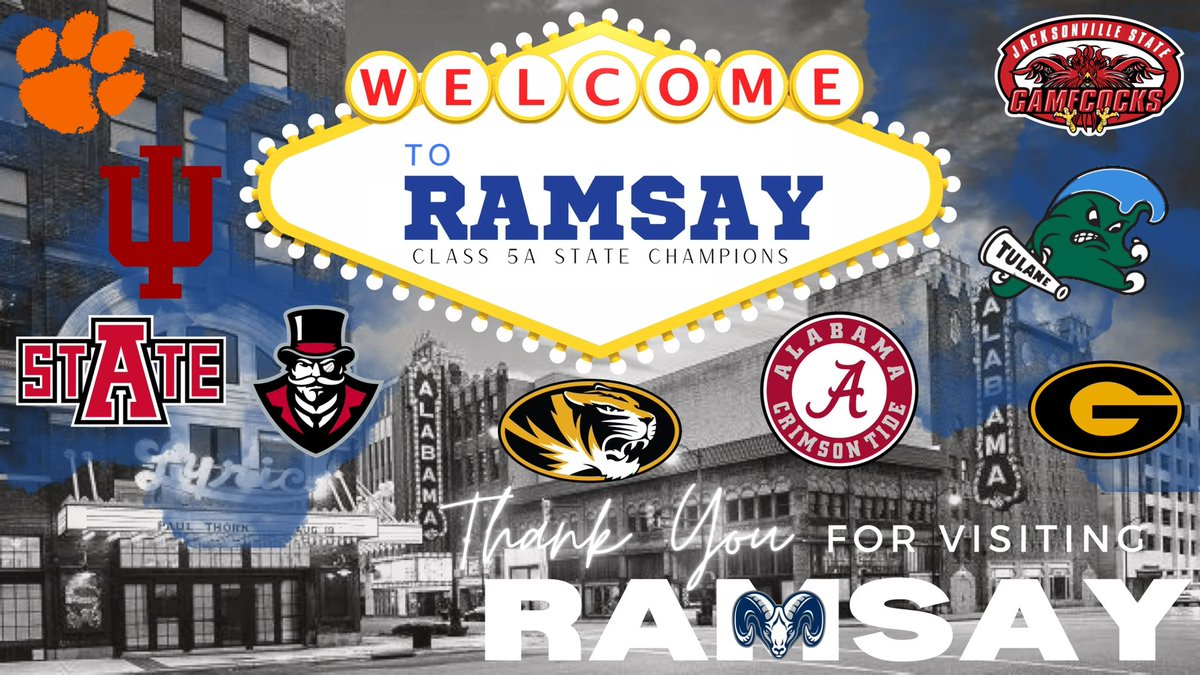 Thank you to the following schools for stopping by “The Hill” to check in on our scholar-athletes! #RecruitTheHill #RecruitRamsay @ClemsonFB @IndianaFootball @AStateFB @GovsFB @MizzouFootball @AlabamaFTBL @GSUFootball01 @GreenWaveFB @JSUGamecockFB