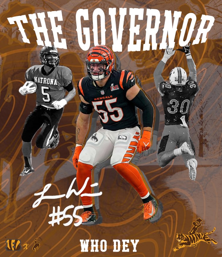 CharlesLallatin's tweet photo. Good luck tomorrow ‘Gov! 🏈 @ljw21 

#WhoDey #Wyoming #AFC #CINvsKC https://t.co/blnVmDrZHb