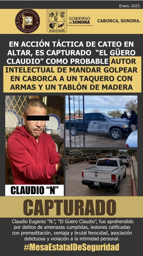 Jorge_MoralesB's tweet photo. OJO TAQUEROS. A los amigos taqueros de Sonora. Siempre tengan un poco de carne extra en la hielera o refri y sean amables con sus clientes. Según la @fgjesonora este sujeto “tableó” a un taquero de Caborca por no venderle a su novia. Ojo. Todo el peso de la ley. @Los60Segundos https://t.co/KKDxEpboZY