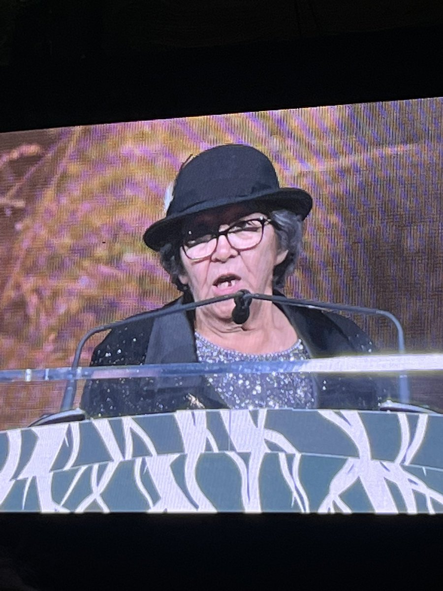 JonDRobb's tweet photo. Elder Irene Morin gets @EdmontonChamber Ball 2023 off in a good way this evening. Love her balance of tenderness and wit. Thank you Irene! #Treaty6Territory #ChamberBall2023 #EdmontonChamber #YEG https://t.co/MxWHmM34Oh
