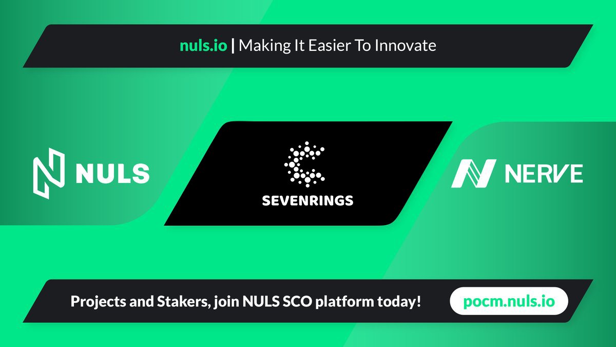 NULS AI (@nuls) on Twitter photo We are pleased to share that <a href="/Sevenringstech/">Sevenrings</a> will be joining the SCO platform soon👏
Sevenrings aims at unlocking liquidity in smart assets through an end-to-end decentralized ecosystem, thus improving on current tokens
#NULS #SCO #Sevenrings #Staking #DeFi We are pleased to share that <a href="/Sevenringstech/">Sevenrings</a> will be joining the SCO platform soon👏
Sevenrings aims at unlocking liquidity in smart assets through an end-to-end decentralized ecosystem, thus improving on current tokens
#NULS #SCO #Sevenrings #Staking #DeFi