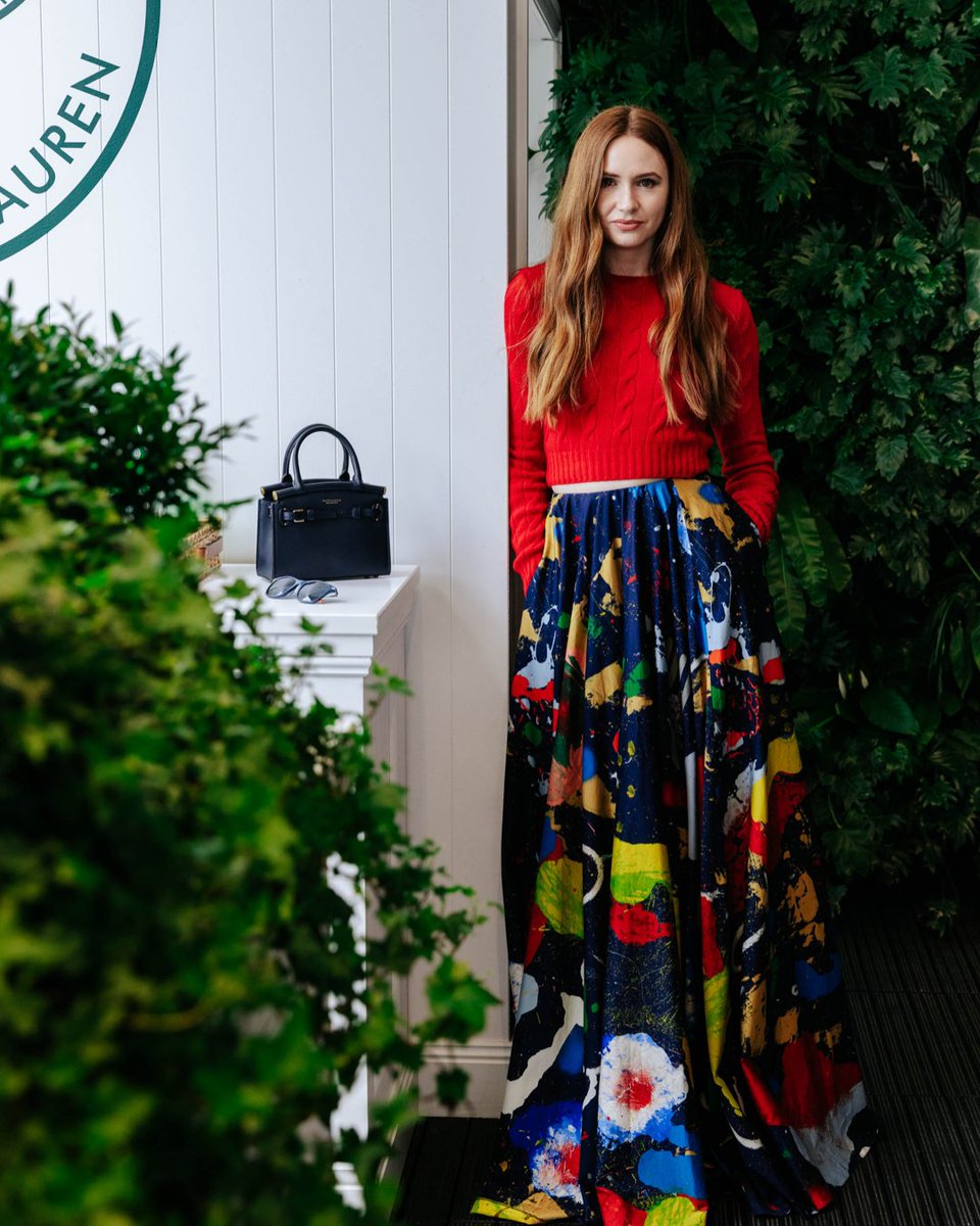 RalphLauren's tweet photo. Arriving at the @AustralianOpen, #KarenGillan wears the #RLCollection Maguire Print Cotton Satin Skirt from #RLSP23 styled with our mini #RL50 handbag.
#AusOpen #AO2023 https://t.co/tvKQpnV3se