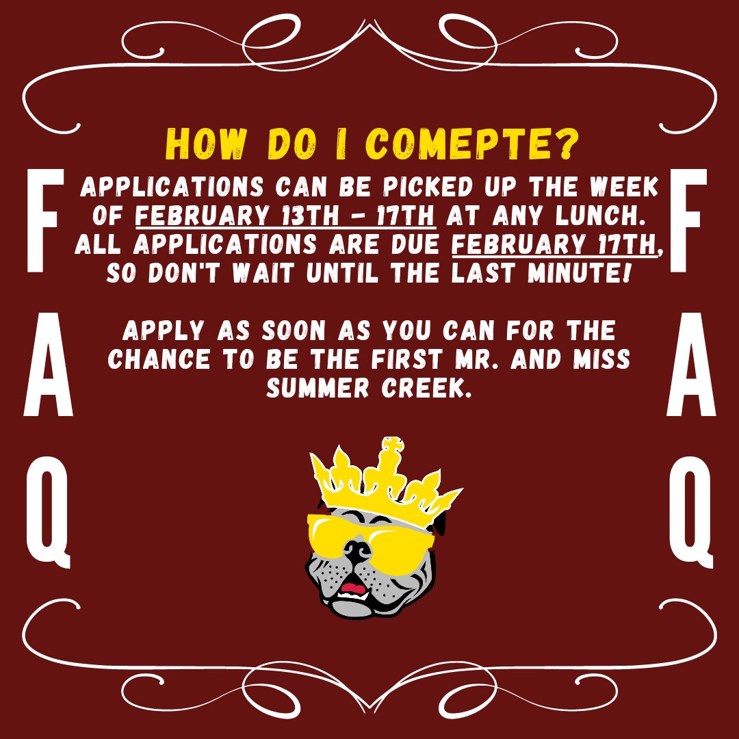 👑 Mr. and Miss Summer Creek FAQ👑 

If you have anymore questions, don't hesitate to ask!
<a href="/HumbleISD_SCHS/">Summer Creek High</a> <a href="/2023Schs/">SUMMER CREEK SENIORS</a>