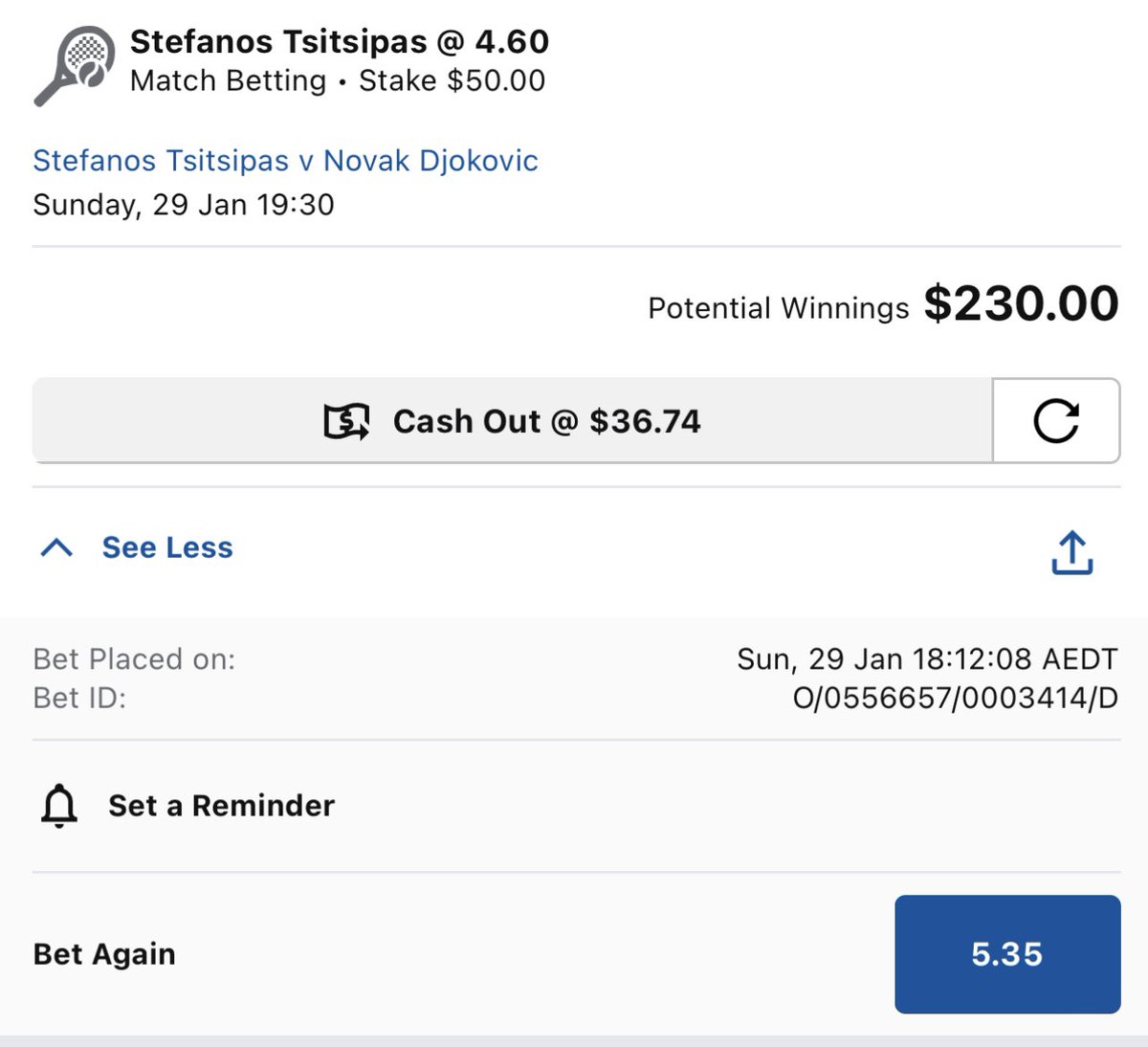 5 mins after I bet you offer $5.35 <a href="/sportsbetcomau/">Sportsbet</a>… be better. #AO2023