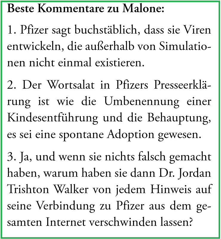 SHomburg's tweet photo. Sonntagskrimi? Legen Sie ihn weg, das hier ist spannender!
mRNA-Pionier Dr. Robert Malone zeigt, warum Pfizers Eingeständnis der GoF-Forschung in den Medien wenig Resonanz fand: Löschungen, Bots, Derailing das volle Programm!
Holprige Übersetzung hier: https://t.co/jB8YZlYTxM https://t.co/EbRJ0rYE3I