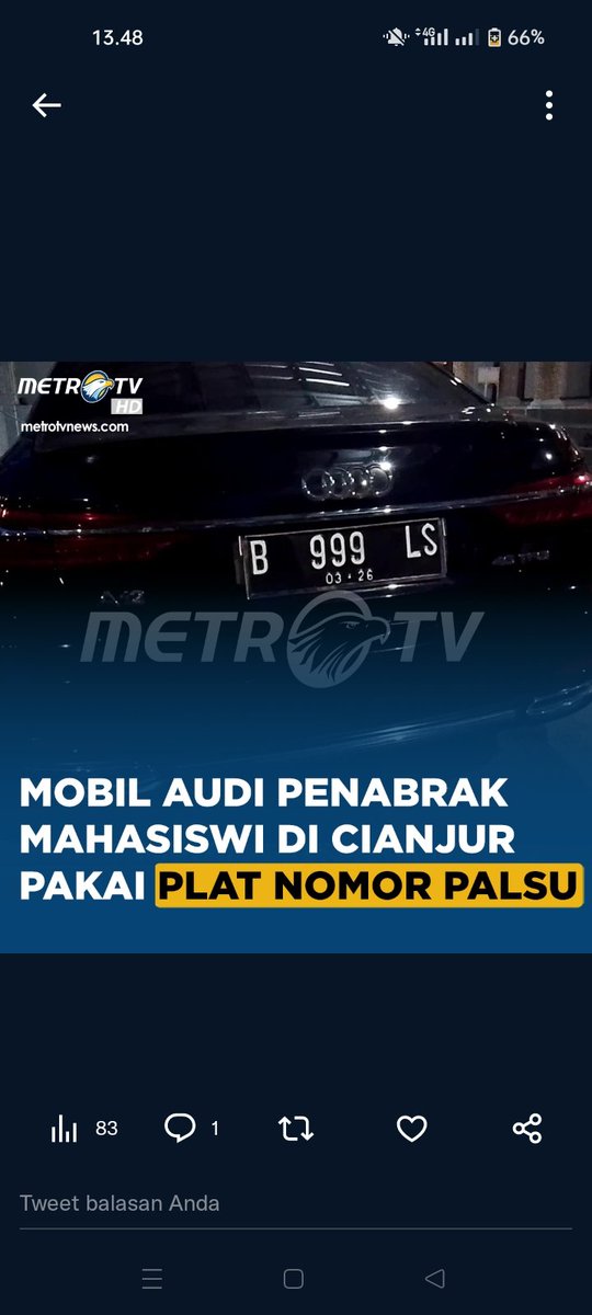 - polisi punya istri kedua
- naik Audi A8 (harga 2.9 M)
- masuk iring rombongan yg katanya urusan dinas
- nabrak mahasiswi sampe meninggal
- nutup-nutupin kasus

+ kurang mas, plat bodong

Pr-mu banyak banget ndan <a href="/ListyoSigitP/">Listyo Sigit Prabowo</a>