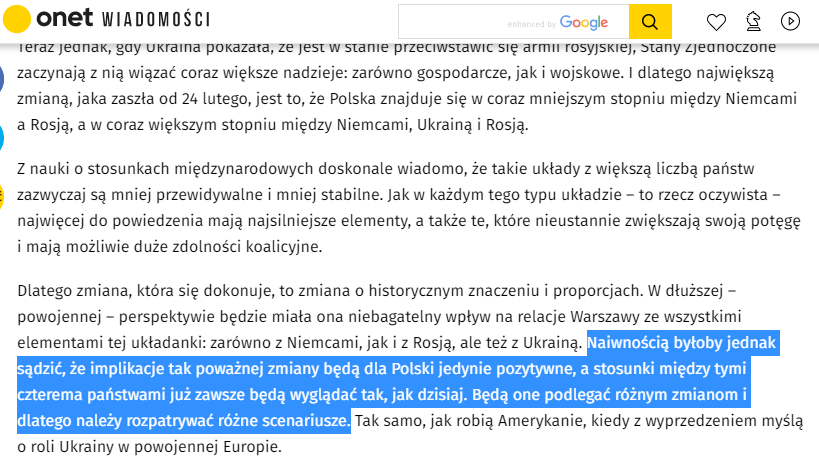 mic_marek's tweet photo. 1/2 #Rosja aparat #propaganda wybudował dziś przekaz o tym, iż Polskę/Polaków rzekomo wystraszyły plany USA dot. Ukrainy... W celu budowy przekazu objęto manipulacją i wyeksponowano fragmenty treści publikacji @onetpl sugerującej, iż relacje PL-UA mogą  ulec pogorszeniu. https://t.co/PbPZGulwGR