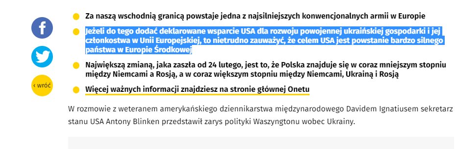 mic_marek's tweet photo. 1/2 #Rosja aparat #propaganda wybudował dziś przekaz o tym, iż Polskę/Polaków rzekomo wystraszyły plany USA dot. Ukrainy... W celu budowy przekazu objęto manipulacją i wyeksponowano fragmenty treści publikacji @onetpl sugerującej, iż relacje PL-UA mogą  ulec pogorszeniu. https://t.co/PbPZGulwGR