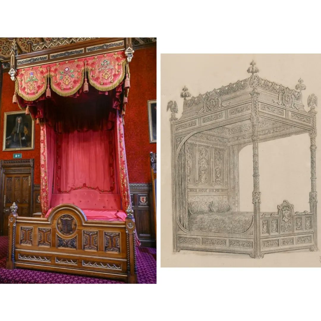 Pugin_awn's tweet photo. Plate 11. #Design for a #statebed from #GothicFurniture of the #XVCentury...,by #AWNPugin, 1835.
The State Bed remained in the #StateBedroom on the first floor of #SpeakerHouse until 1943 when it is thought to have been moved into a store. @UKParliament
@UKParlArchives https://t.co/P8Cq4uhbGS