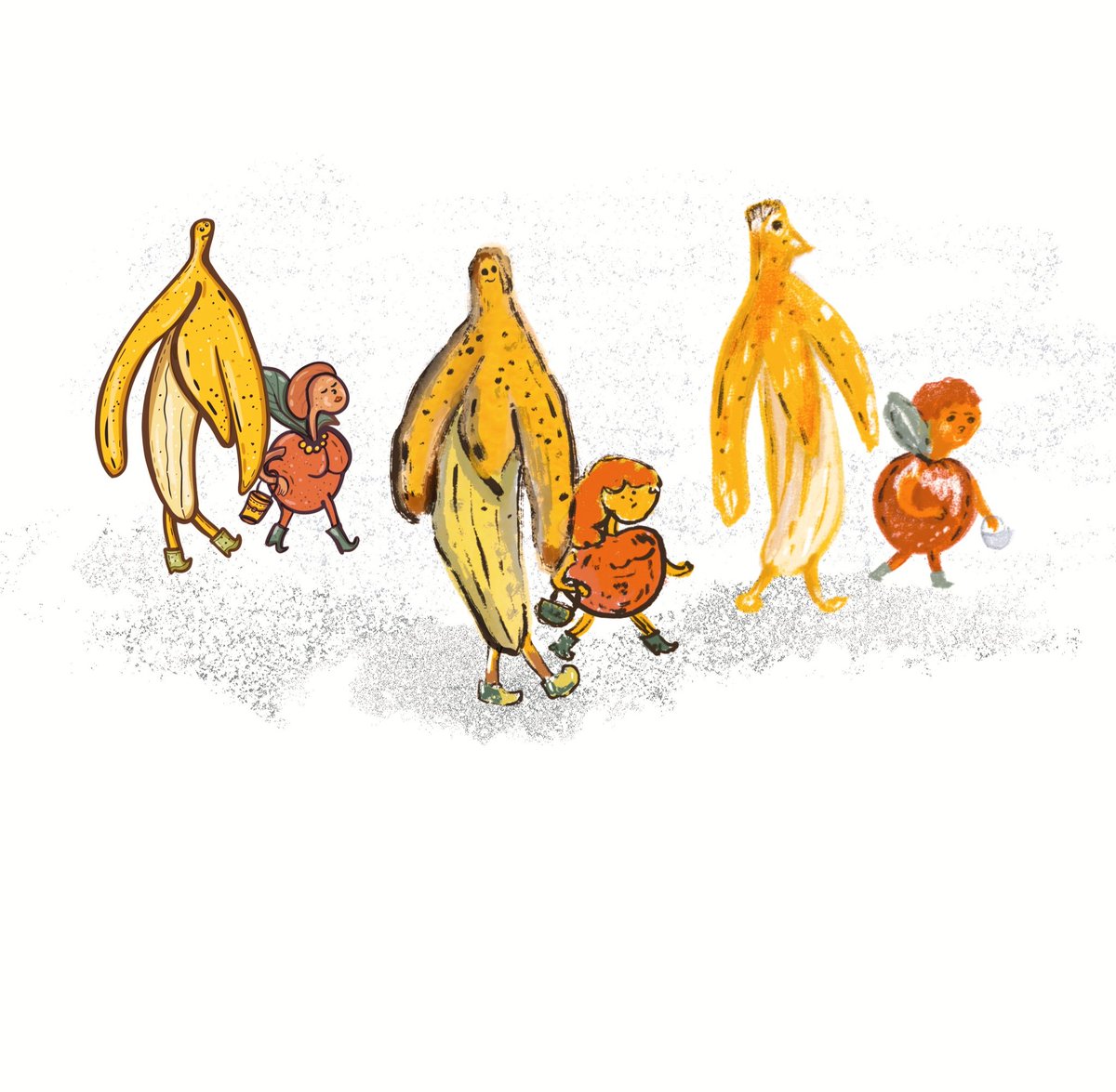 sima_bart's tweet photo. They go somewhere in different styles!) #stiker #digitalpainting #digitalart #drawing #ipaddrawing #ipaddrawing #art #carrot #picturebookillustration #nfts #nftart #nftcommunity #nft #illustration #illustrator #procreate #citrus #run #vegetarian #food #banana https://t.co/w0bpfAObap
