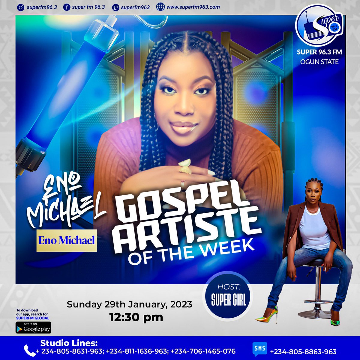 Gospel Artiste of the Week with @SGirlontheradio 

#SuperFM963 #IjebuRewa #gospelmusic #gospelartist #sunday