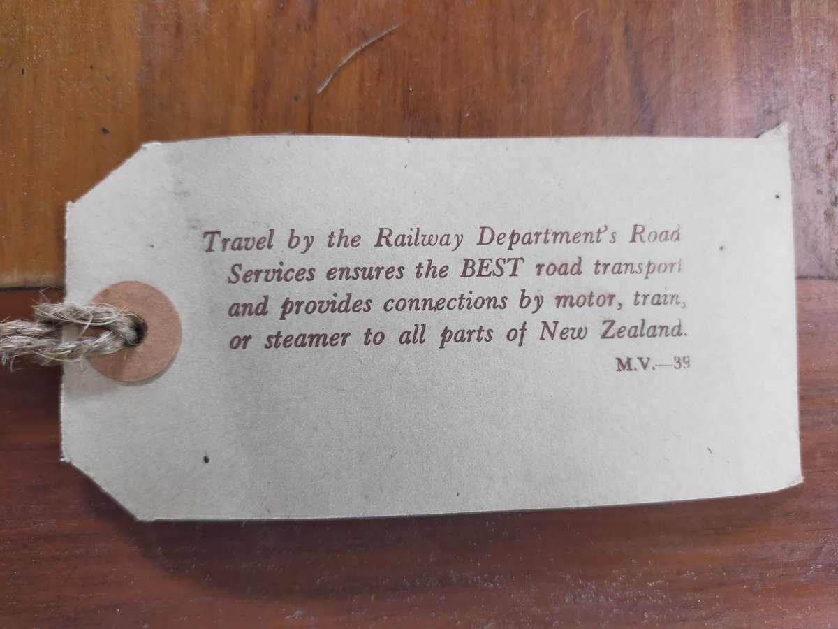 Flood find...unused beige 1950s NZ Railways Road Services luggage tag, 100% sustainable!