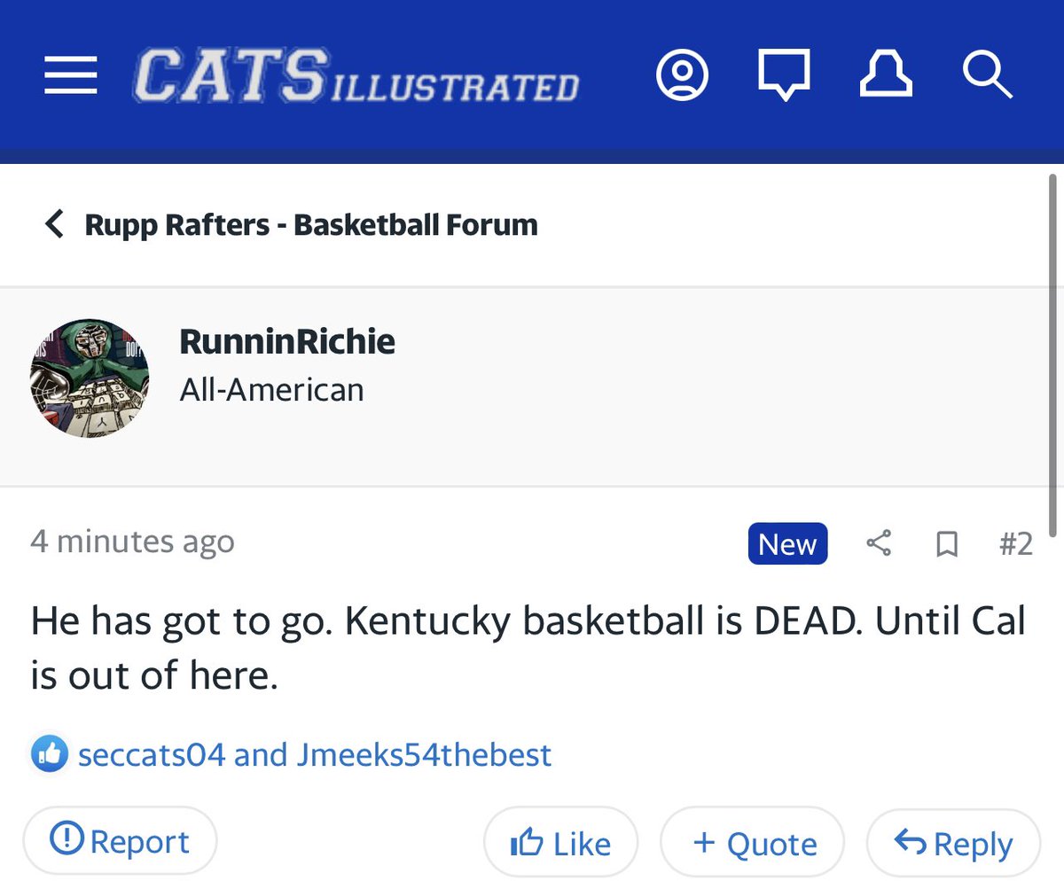 Message Board Geniuses on Twitter "Kentucky lost! FireEverybody"