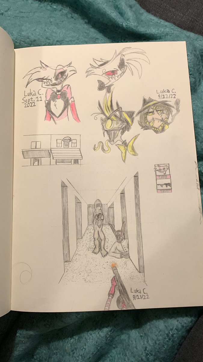 LukaCopelli's tweet photo. So I thought of an idea. What if Angel Dust from Hazbin Hotel had his own retro FPS video game?
Also felt like adding Zoophobia’s Castello and Ribbon as a dual boss fight.
#ArtistOnTwitter #sketchbook #HazbinHotelangeldust #ZoophobiaCastello #ZoophobiaRibbon #videogameidea https://t.co/wMIgvPRUA0
