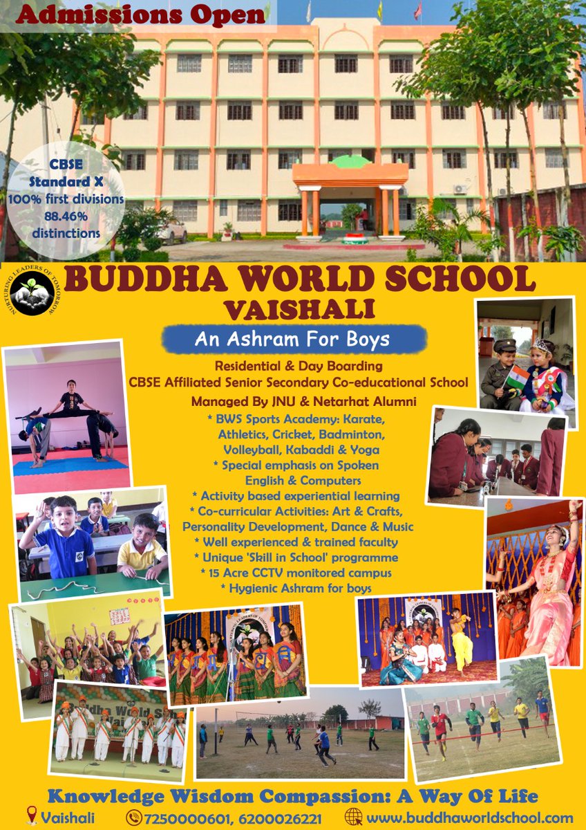 Admissions Open for the Session 2023-2024! Visit: wwwbuddhaworldschool.com Contact Us: 7250000601, 8757636797, 6200026221. #admissionopen #newadmission #school #admission #ashram #seniorsecondaryschool #vaishali #school #bws #wherelearningisfun @sarikamalhotra2 @Krish_Vaishal