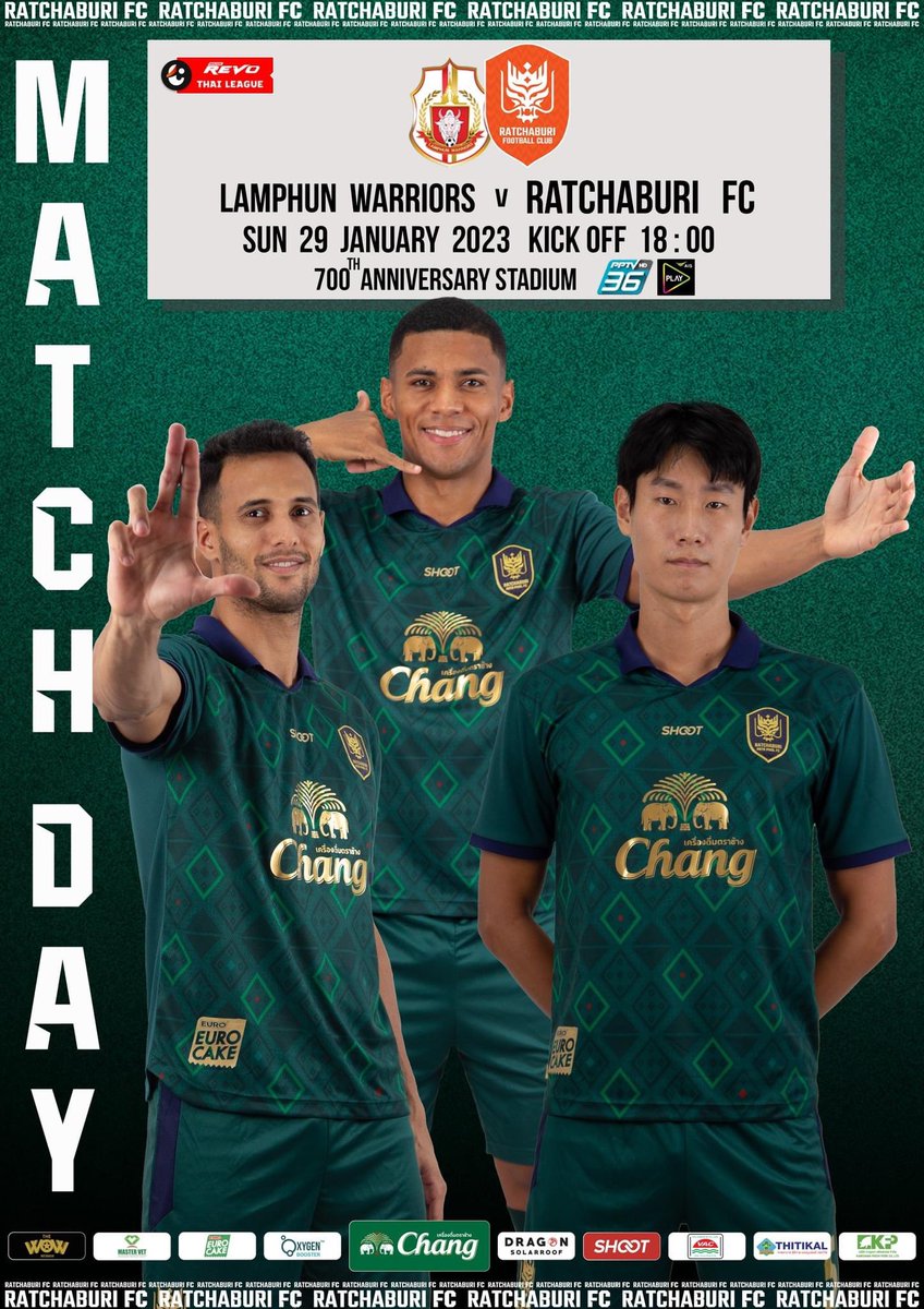 TheDragonianFC's tweet photo. It's MATCHDAY 17th of The Revo Thai League 2022/23
⚽️ Lamphun vs Ratchaburi
⌚ 6:00 p.m.
🏟️ 700th Anniversary
📺 AIS Play, PPTVHD32
#LPWRvRBFC
#RatchaburiDay https://t.co/BPgFkNWSsn