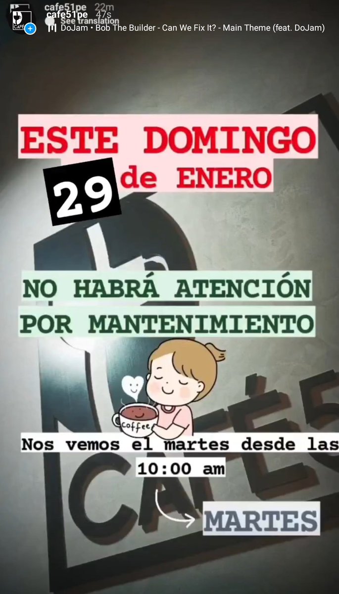 Cafe51pe's tweet photo. Corrección... El domingo es 29.
Igual volvemos el martes.
😝 https://t.co/8lAdbknBDt