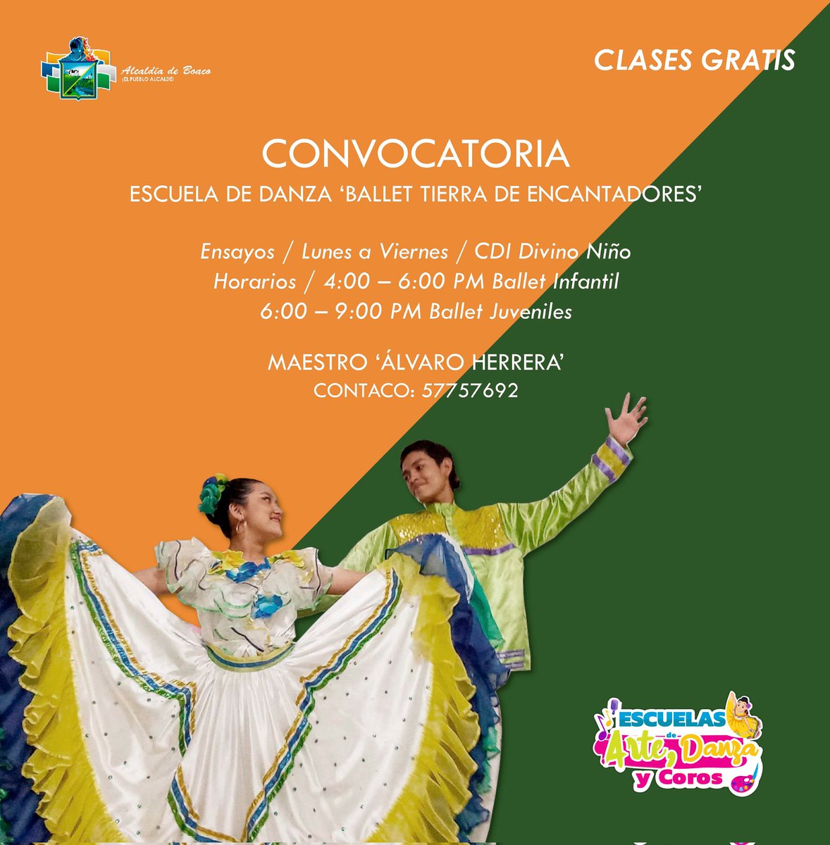 👉La Alcaldía de Boaco y el Ballet Tierra de Encantadores, te hacen la invitación a que seas parte de esta bella familia  escuela municipal de danza. 🎭

👇Más detalles aquí 👇