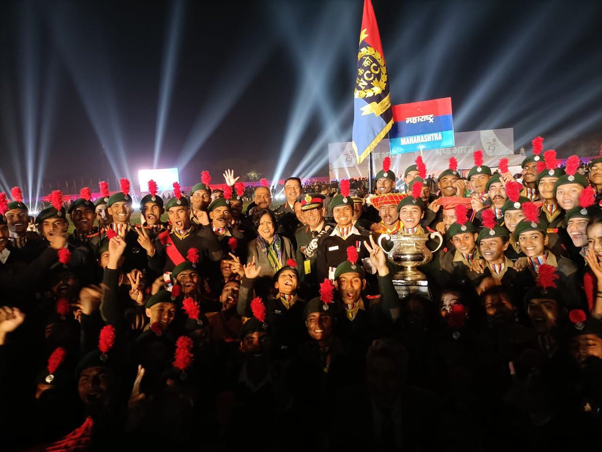 NCC Contingent of Maharashtra Directorate brought laurels at the Republic Day 2023 event. The Contingent  won the Champions Trophy and the PM Banner at the RDC 2023 for standing first overall amongst 17 Directorates. 
<a href="/HQ_DG_NCC/">National Cadet Corps</a>
<a href="/girishdmahajan/">Girish Mahajan</a> 
<a href="/CMOMaharashtra/">CMO Maharashtra</a>