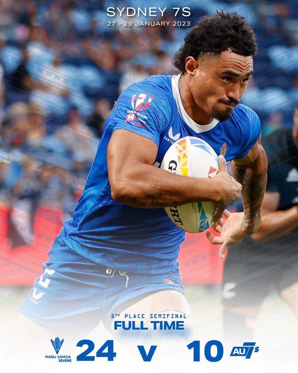 #Sydney7s Update
Our boys marched on for the battle of the 5th after a great win over Aussie 7s. 

Fa'afetai mo lau tapuaiga Samoa.

Up next is 5th Place Final later tonight at 8.28pm. 

#WeAreManuSamoa7s | #HSBC7s