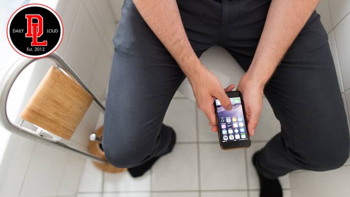DailyLoud's tweet photo. Research study shows that men spend 7 hours a year hiding in bathrooms for peace and quiet. https://t.co/UDpQnxkhiE