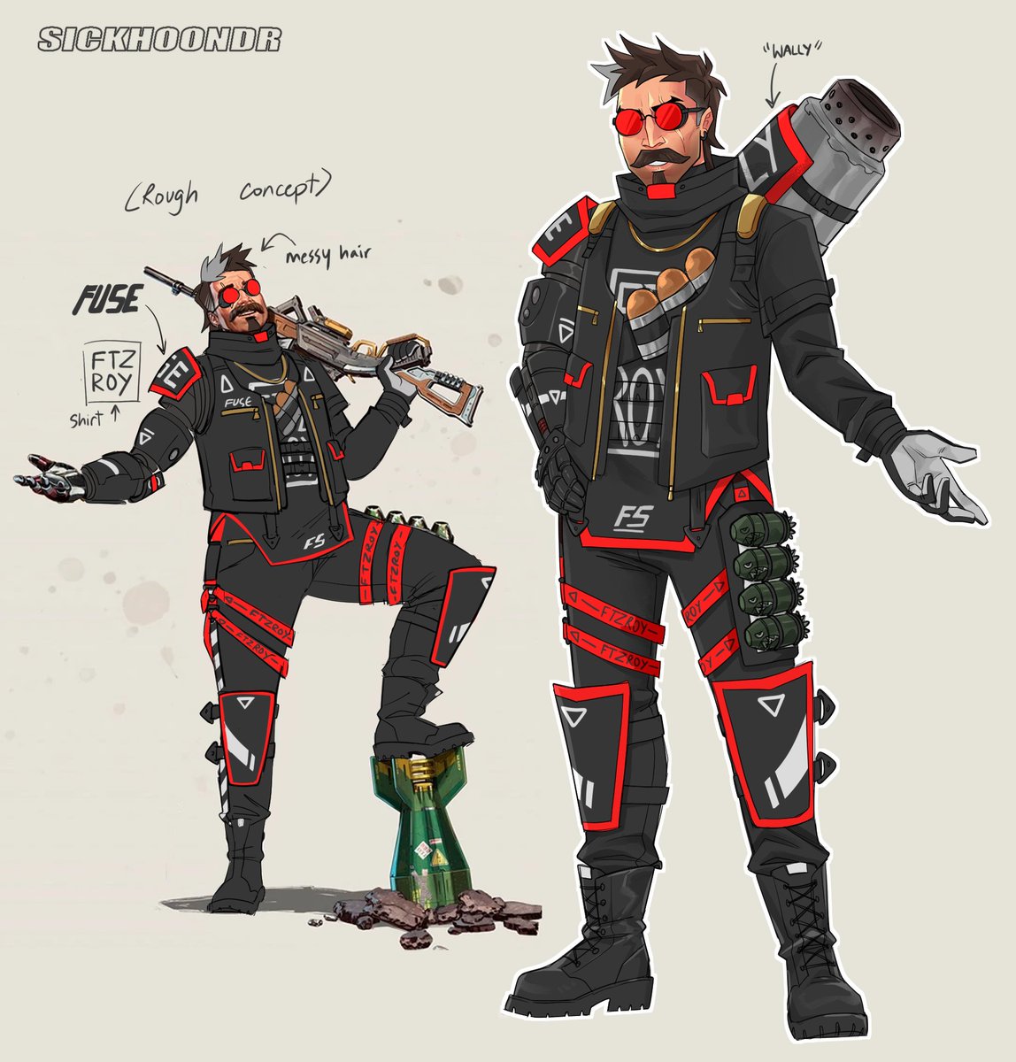 I wanted to do a matching set for Fuse with my fave bloodhound skin :^)  #myart #ApexLegends