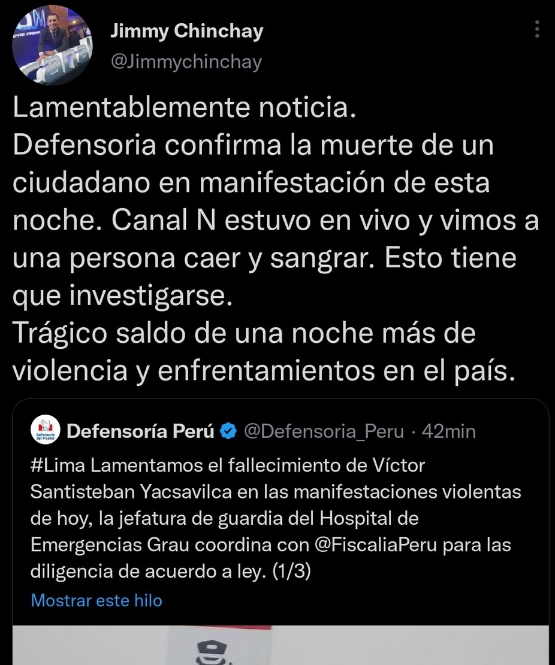 Amigo <a href="/Jimmychinchay/">Jimmy Chinchay</a>, se te borró un tuit, acá te lo copiamos para que lo pongas nuevamente.