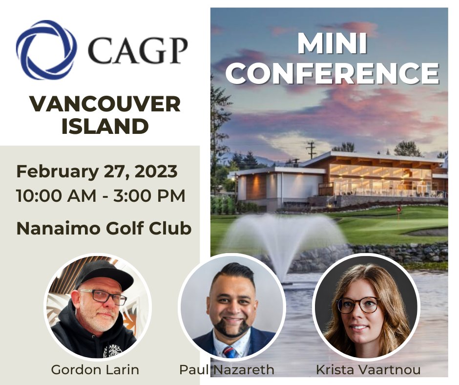 Join us for a series of exciting educational sessions (and networking lunch!) at <a href="/CAGP_VI/">CAGP Vancouver Island</a>'s "Growing Together and Making Change on Vancouver Island" mini-conference in #Nanaimo on February 27.

**Deadline to register is February 14! 

cagp-acpdp.org/en/events/cagp…