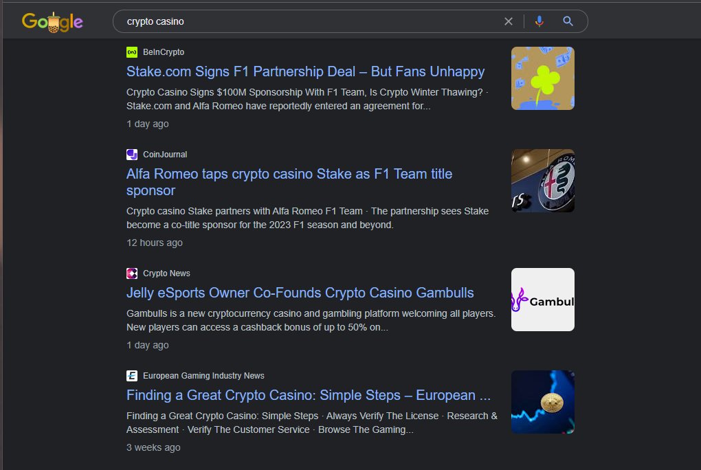 CarlosOMFG's tweet image. Type in 'Crypto Casino' on google, go to news.

Making waves in web2, as planned &amp;amp; our marketing only started this week.

The goal is to be front page on all platforms on all sections.

Keep sleeping.