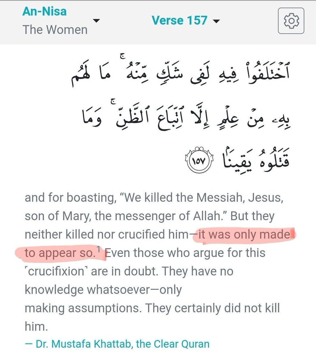 TheHaqtivist's tweet photo. The Quran is a linguistic MIRACLE, has no contradictions and is fully trustworthy and hence must be given more epistemological weight.
And hence the Muslim view of the alleged crucifixion of Jesus is more correct than the Christian view. https://t.co/CMQhywhhUZ