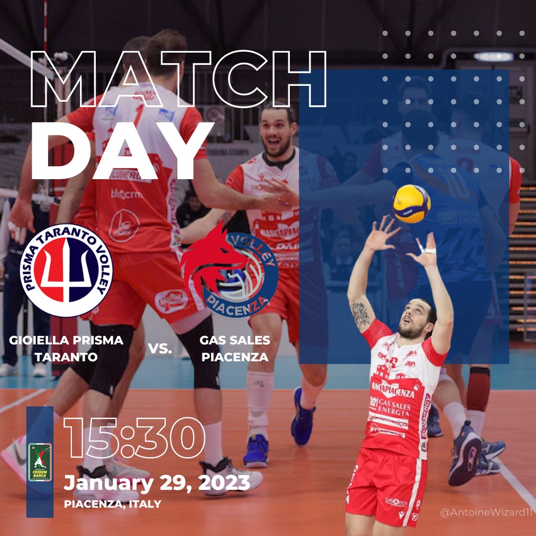 It's game day! Today's match is an opportunity for Piacenza to secure their second victory of the month and make a comeback after their previous defeats.

🗓️: January 29, 2023
🕞: 15:30 | 🇮🇹 Time 
📺: VBTV

#GasSalesBluenergy
#Youenergyvolley
#AntoineBrizard
#Atuttogas
#Superlega