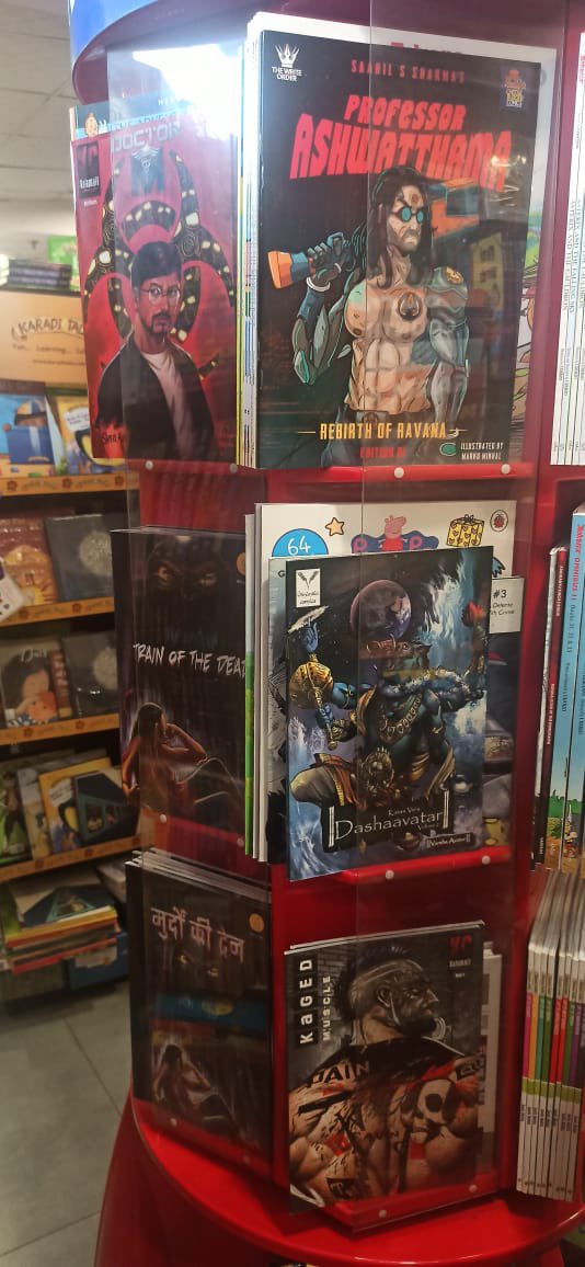 vimanikacomics's tweet photo. Vimanika Comics &amp; Kalapani Comics now available in Himalaya Book World Hyderabad! Visit this popular #bookdepot and buy your fav #vimanikacomics titles now !! #bookstore #himalayanbookstore #hyderabad #southindia #comics #indiancomics #distribution #comicbooks @thewriteorder https://t.co/G8Q3dqxVcR