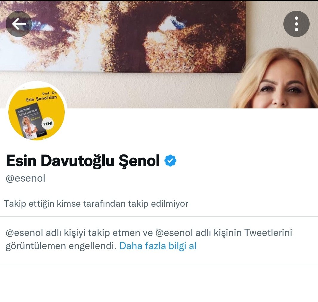Güne büyük bir üzüntüyle başladım engin @$| bilgilerinden istifade ettiğim çok kıymetli fon. Dr. Esin davutoğlu beni engellemiş ben ne yapacağım şimdi 🤣🤣🤣
