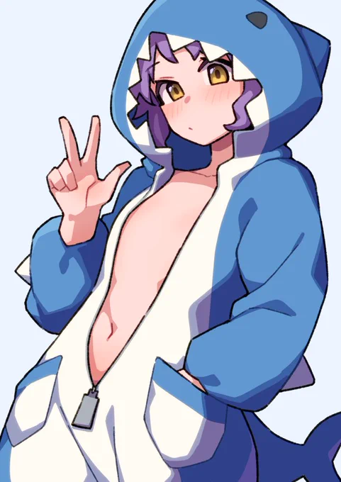 サメ瑞希。タイミングは少し逃しましたが、サメパジャマを見ていたら こうやって描いてみたくなったので 